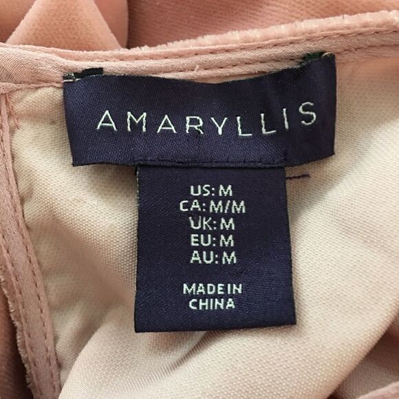 Amaryllis Dusty Rose Velvet Ruffled Sleeve Top M - Picture 3 of 3